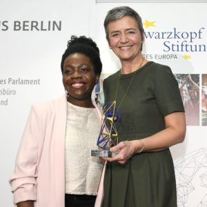 Schwarzkopf Europe Award 2018 an Kommissarin Vestager am 29.01.2018