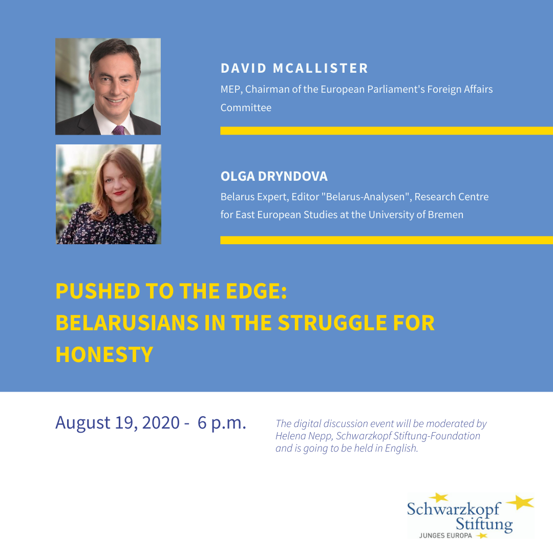 Online: Pushed to the edge: Belarusians in the struggle for honesty. With David McAllister, Olga Dryndova and ...