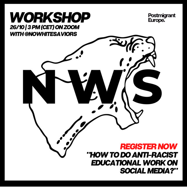 Online Workshop: "How to do anti-racist educational work on social media?" mit No White Saviors